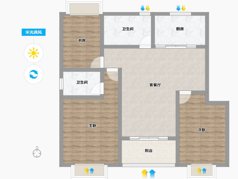 浙江省-宁波市-昌庭嘉园-95.76-户型库-采光通风