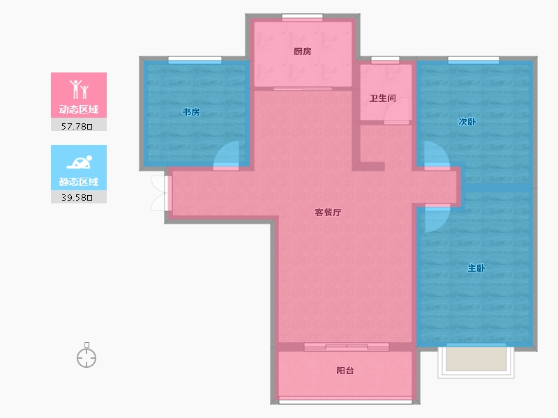 陕西省-西安市-天鹅湖-86.63-户型库-动静分区