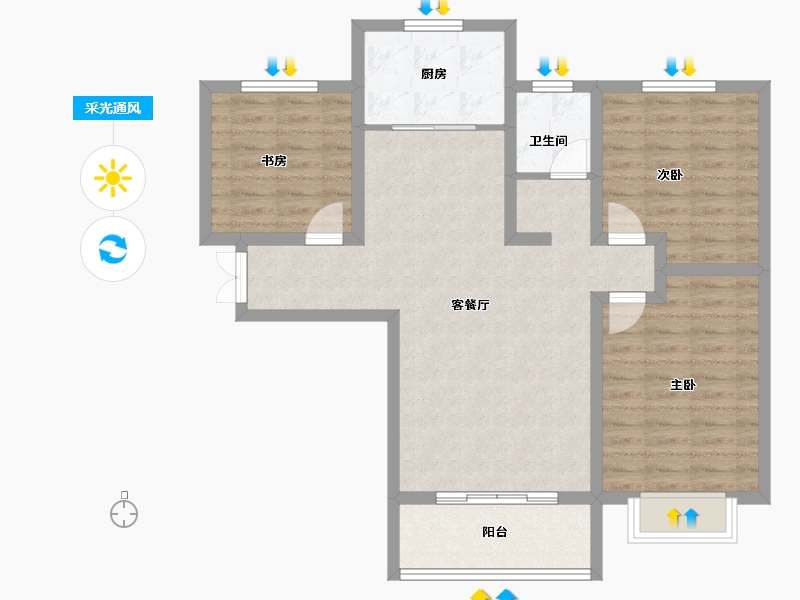 陕西省-西安市-天鹅湖-86.63-户型库-采光通风