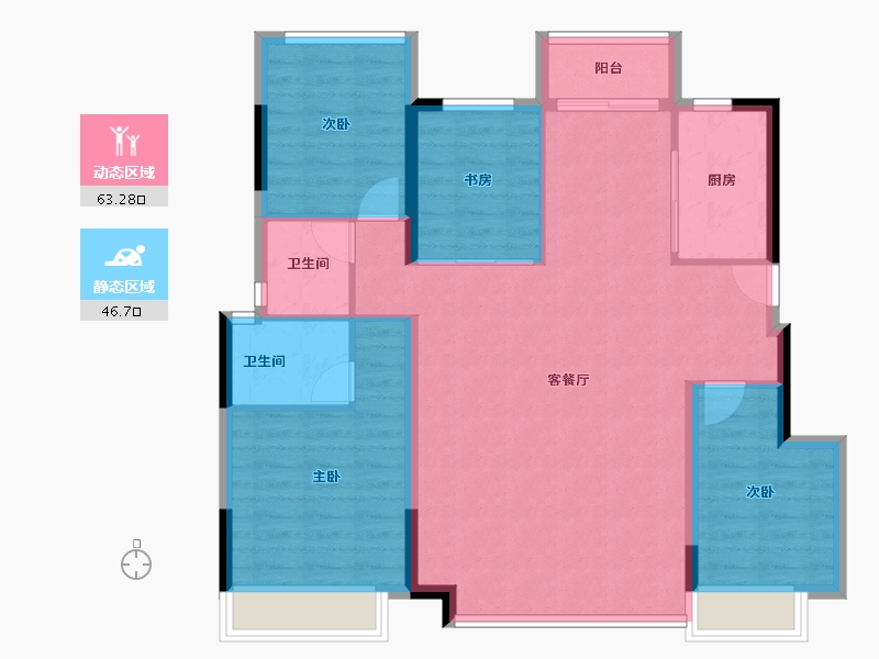 湖南省-长沙市-爱情公望府-99.57-户型库-动静分区