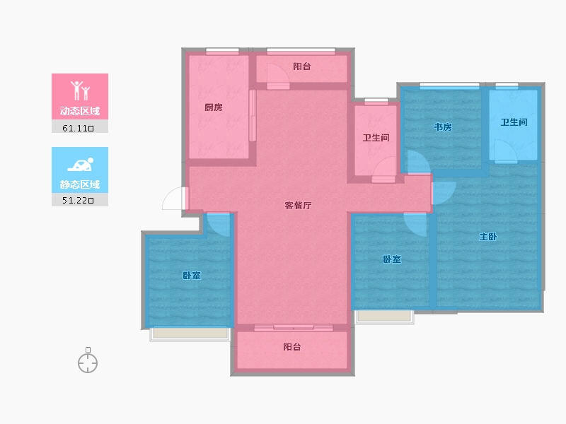 山东省-淄博市-南益名士华府-99.74-户型库-动静分区