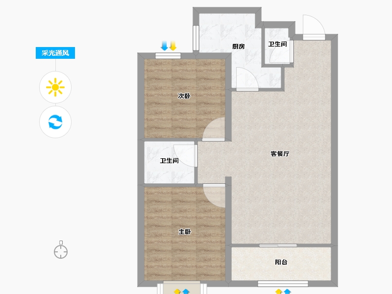 河北省-保定市-卓正上东区-69.49-户型库-采光通风