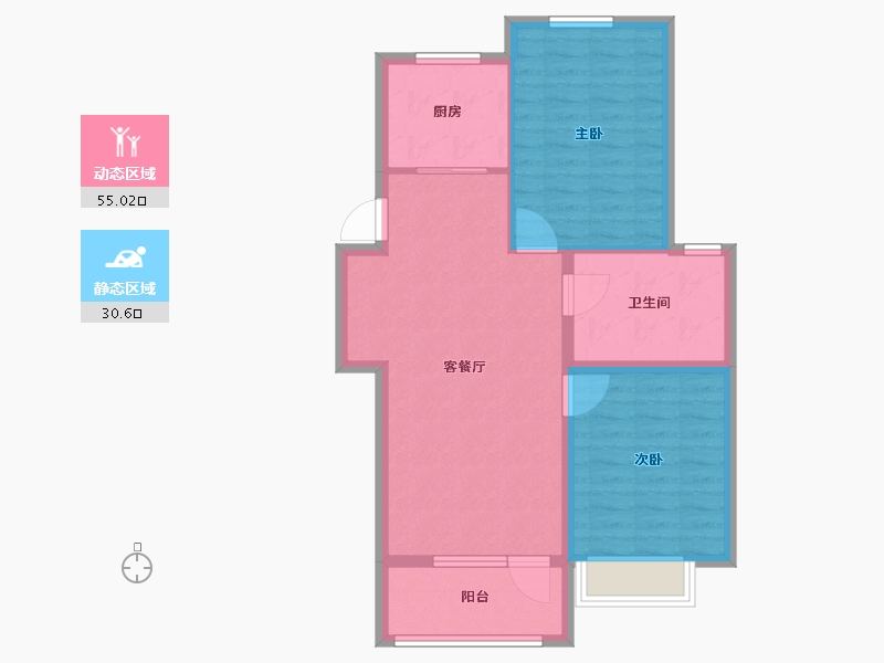 辽宁省-丹东市-鹿羚·是川-77.32-户型库-动静分区