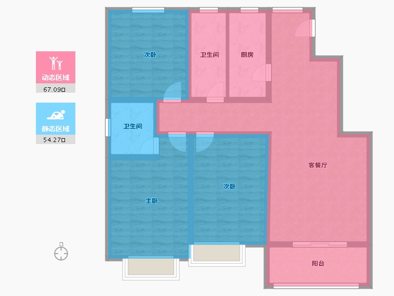 陕西省-西安市-天鹅湖-108.00-户型库-动静分区