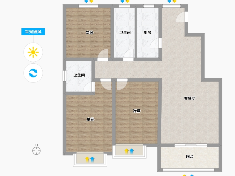 陕西省-西安市-天鹅湖-108.00-户型库-采光通风