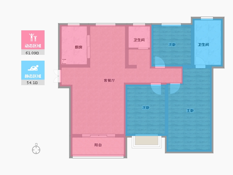 陕西省-西安市-天鹅湖-102.35-户型库-动静分区