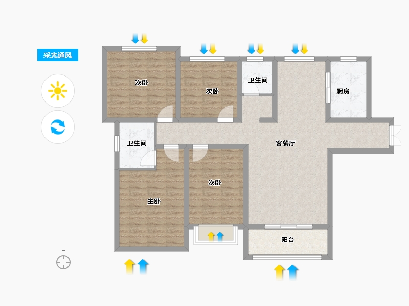 陕西省-西安市-天鹅湖-108.99-户型库-采光通风