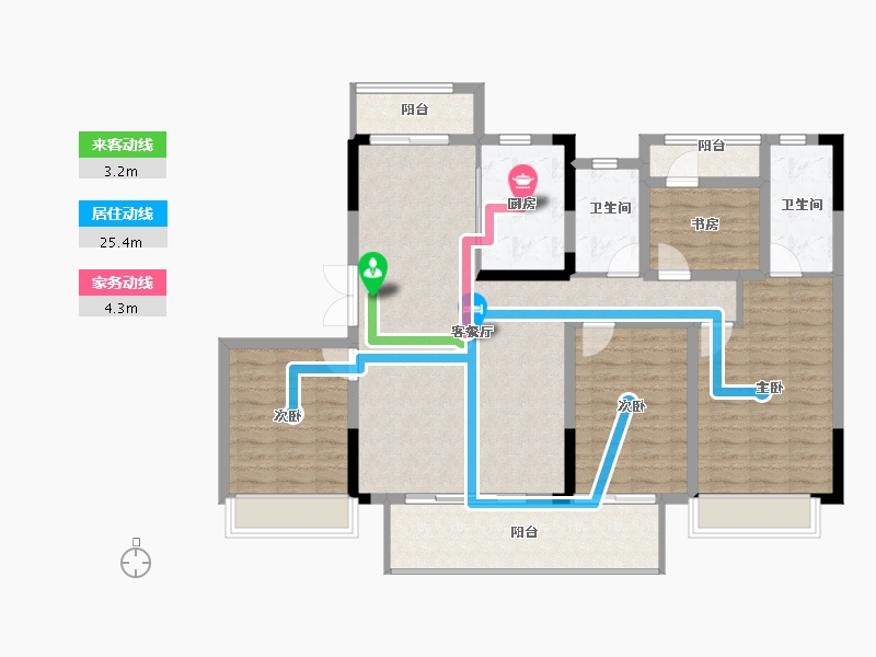 湖南省-长沙市-爱情公望府-117.32-户型库-动静线