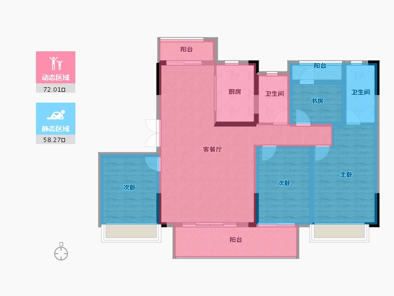 湖南省-长沙市-爱情公望府-117.32-户型库-动静分区