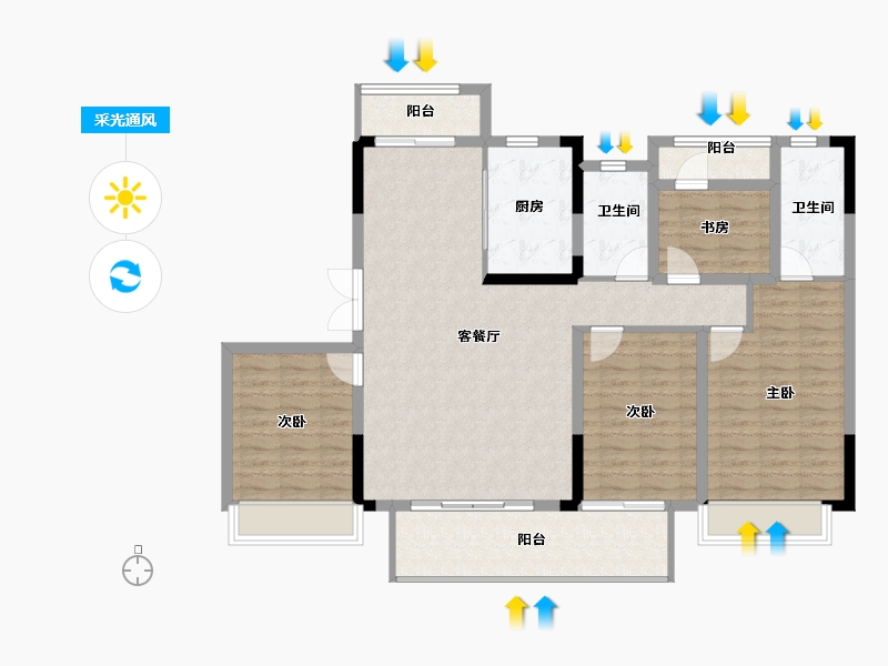 湖南省-长沙市-爱情公望府-117.32-户型库-采光通风