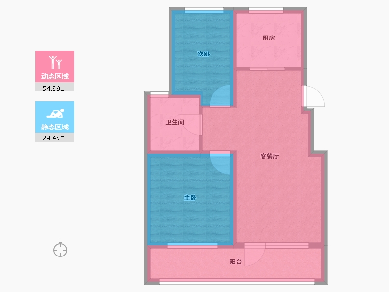 辽宁省-丹东市-鹿羚·是川-69.85-户型库-动静分区