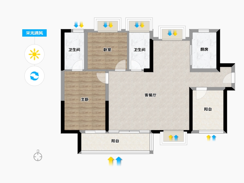 广东省-佛山市-名湖世家-84.30-户型库-采光通风