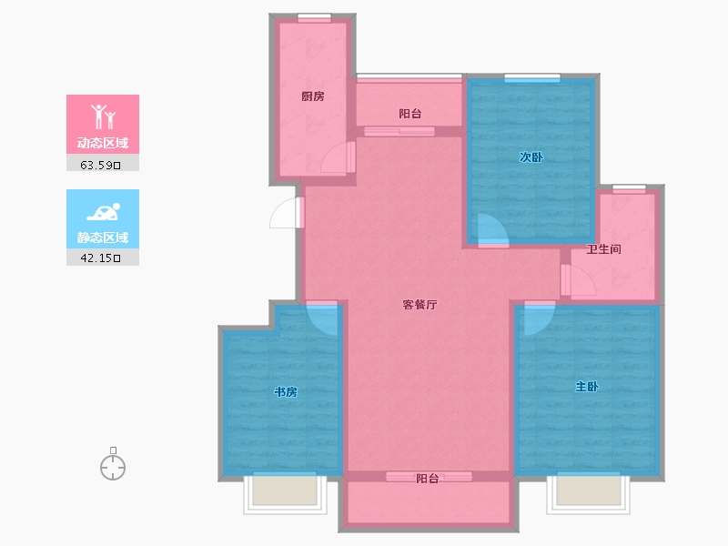 陕西省-西安市-天鹅湖-93.98-户型库-动静分区