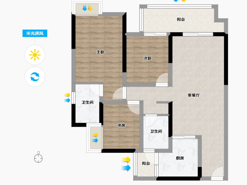 四川省-成都市-川发天府上城-84.65-户型库-采光通风