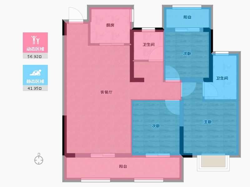 河南省-信阳市-百江·富淮城-88.34-户型库-动静分区