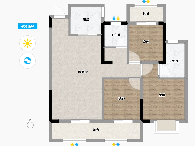 河南省-信阳市-百江·富淮城-88.34-户型库-采光通风