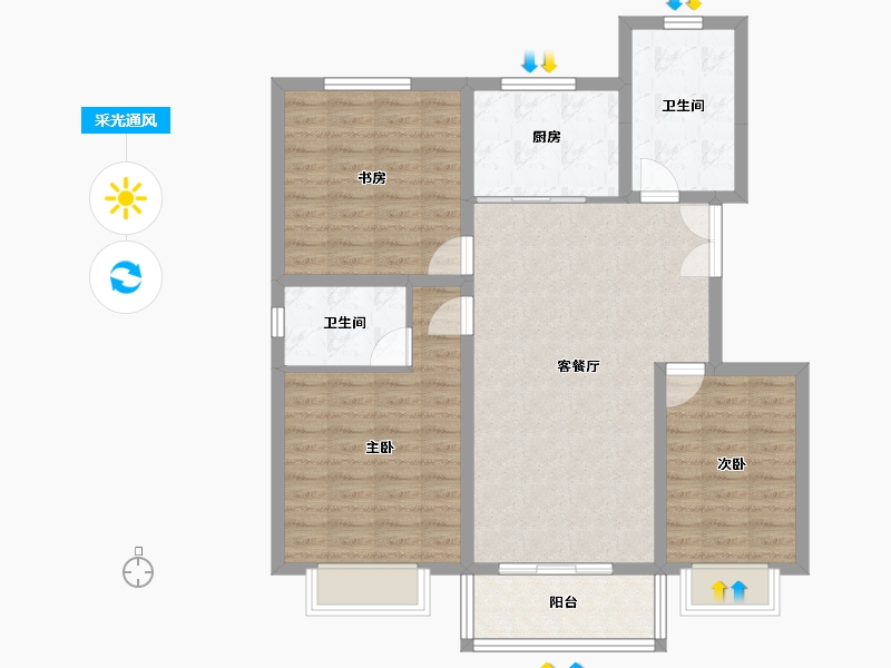 浙江省-宁波市-昌庭嘉园-96.42-户型库-采光通风