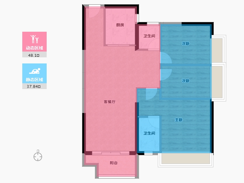 广东省-惠州市-海伦堡潼湖国际-77.69-户型库-动静分区