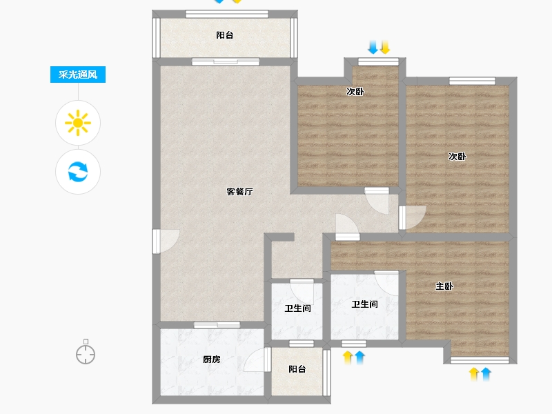 贵州省-贵阳市-百花新苑-108.00-户型库-采光通风