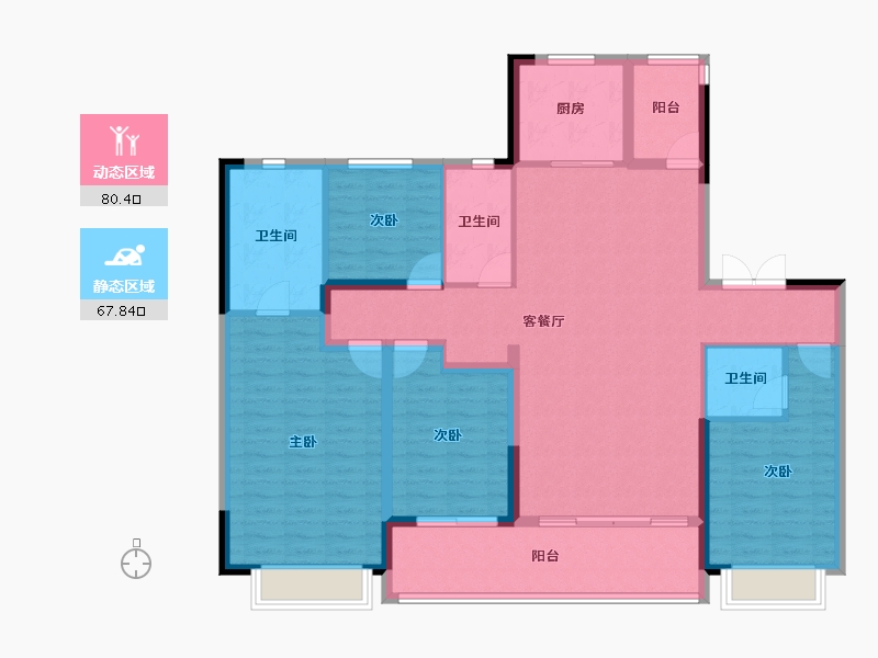 湖南省-长沙市-龙湖翠湖壹号-134.12-户型库-动静分区