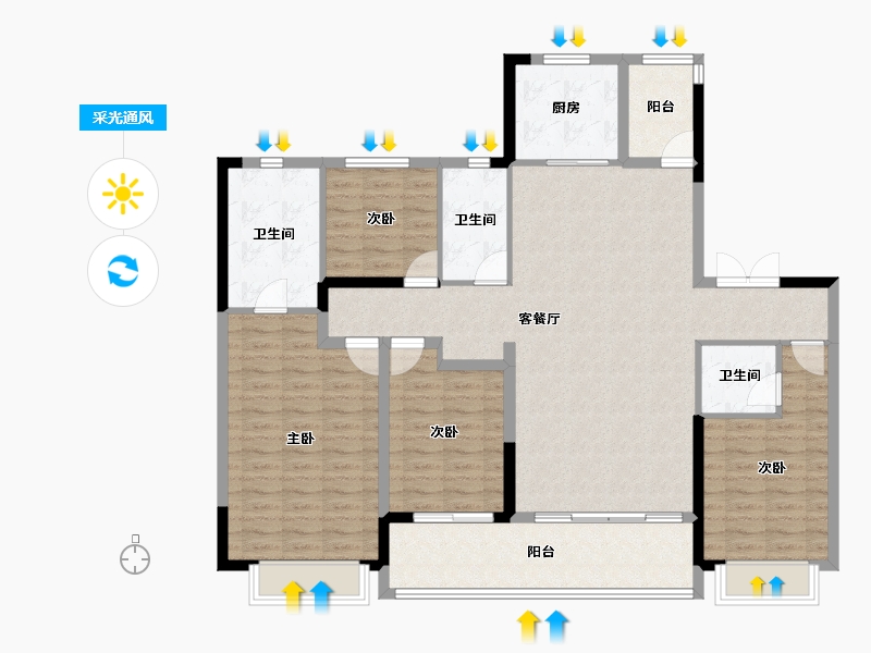 湖南省-长沙市-龙湖翠湖壹号-134.12-户型库-采光通风