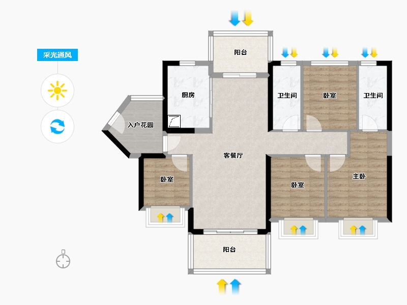 广东省-佛山市-华福珑熹水岸-101.18-户型库-采光通风