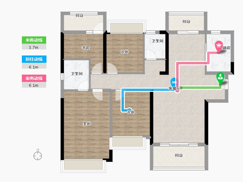 湖南省-长沙市-南益名士豪庭-113.05-户型库-动静线