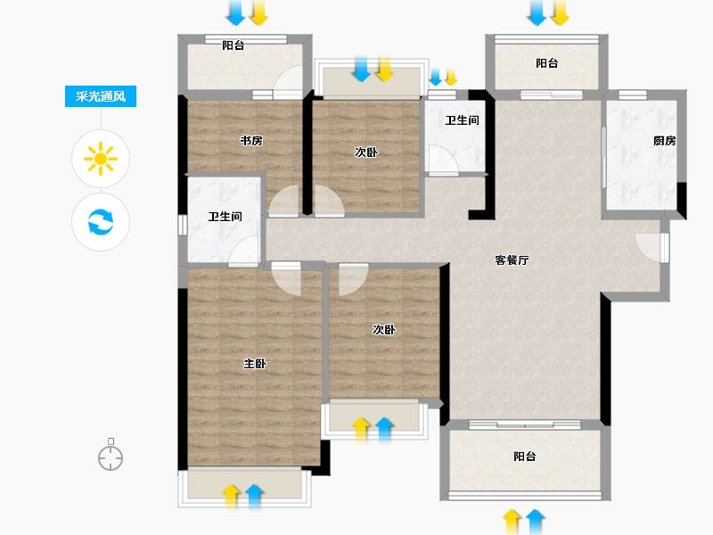 湖南省-长沙市-南益名士豪庭-113.05-户型库-采光通风