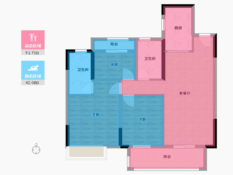 江苏省-苏州市-云筑-83.40-户型库-动静分区