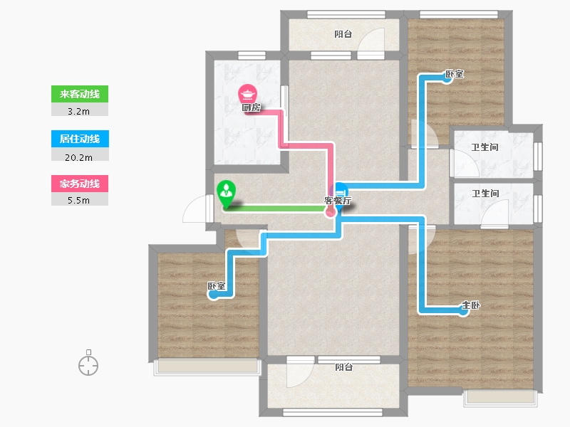 山东省-淄博市-南益名士华府-100.80-户型库-动静线