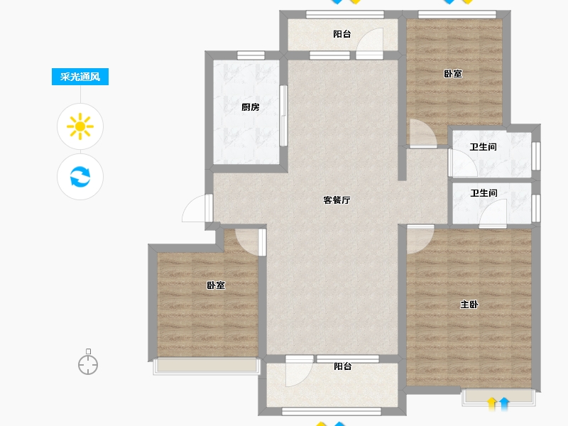 山东省-淄博市-南益名士华府-100.80-户型库-采光通风