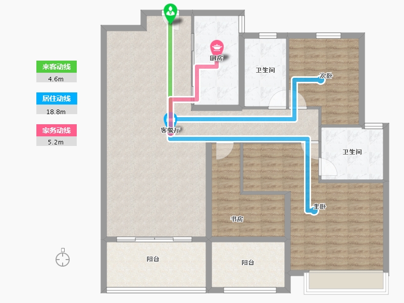 湖南省-长沙市-南益名士豪庭-126.28-户型库-动静线