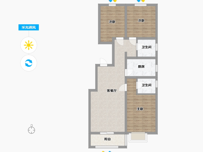 河北省-张家口市-汇鑫雍华府-92.83-户型库-采光通风