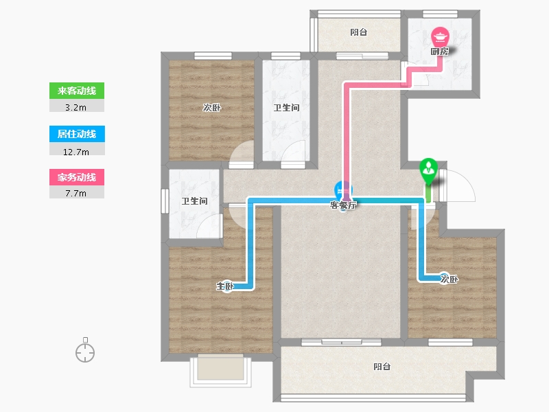 山东省-临沂市-松鹤一品-95.60-户型库-动静线