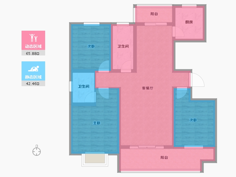 山东省-临沂市-松鹤一品-95.60-户型库-动静分区