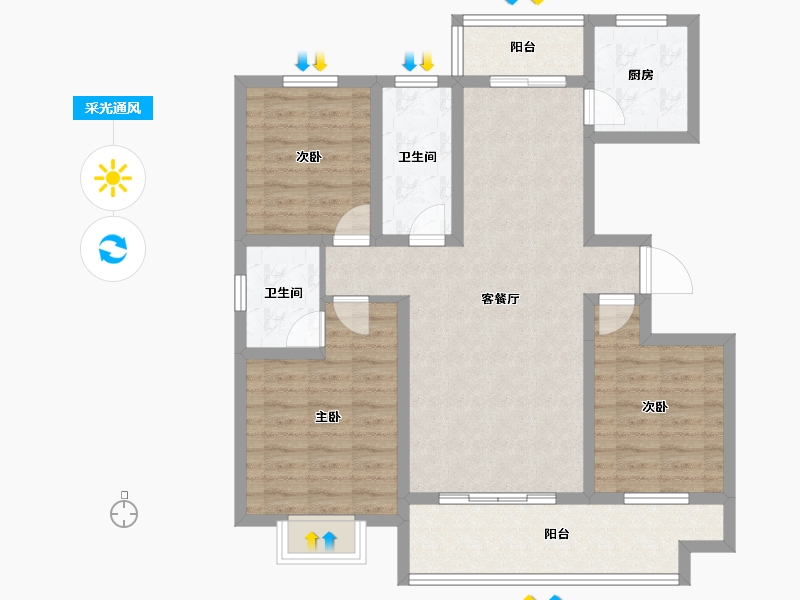 山东省-临沂市-松鹤一品-95.60-户型库-采光通风