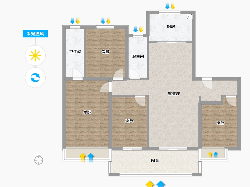 江苏省-无锡市-世茂璀璨天宸-116.00-户型库-采光通风