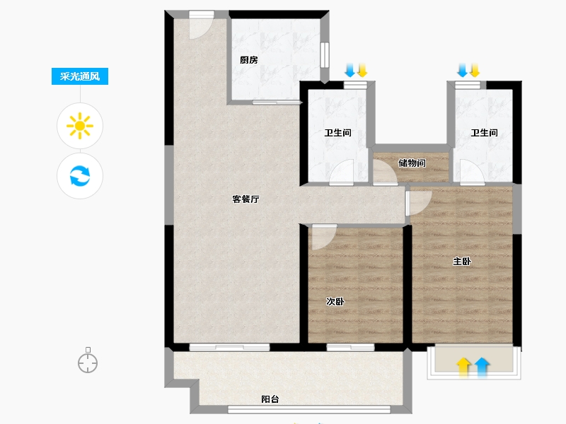 山东省-德州市-碧桂园星悦时代-88.00-户型库-采光通风