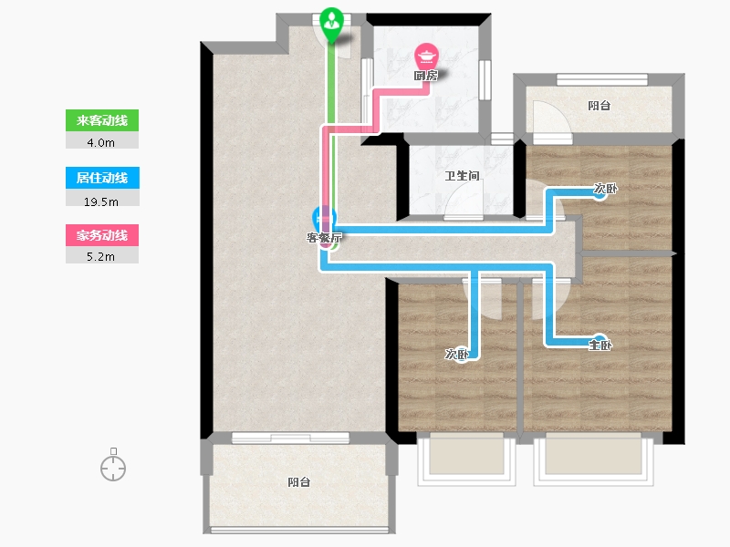 湖南省-长沙市-南益名士豪庭-71.16-户型库-动静线