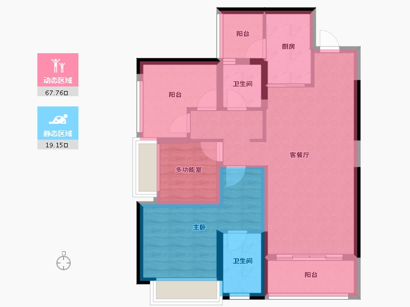 湖南省-长沙市-新城明昱东方-76.66-户型库-动静分区