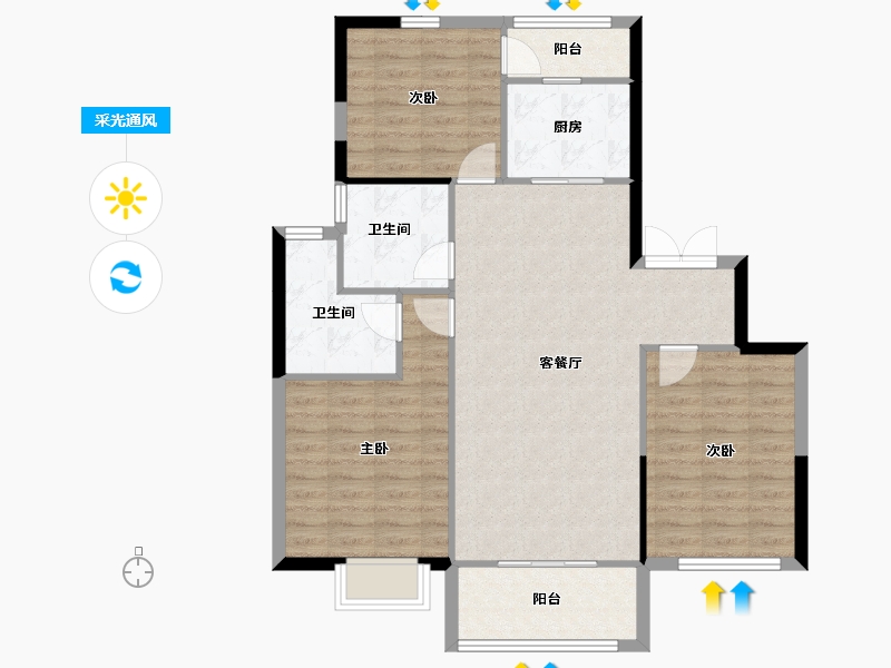 河南省-洛阳市-君河湾-96.00-户型库-采光通风