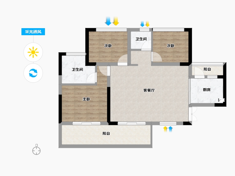 四川省-成都市-交投星月湖畔-82.52-户型库-采光通风