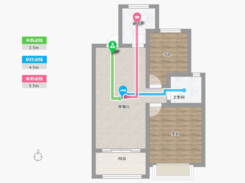 浙江省-嘉兴市-春风印月里-57.60-户型库-动静线