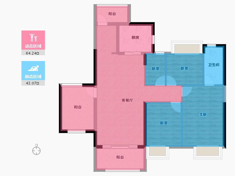 广东省-佛山市-翡翠西江-96.00-户型库-动静分区