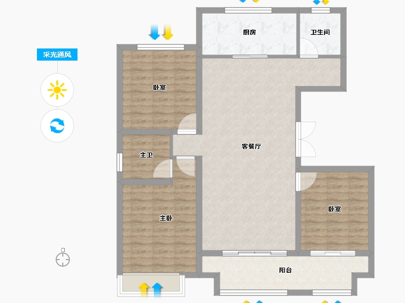 山东省-泰安市-特钢西区-104.90-户型库-采光通风