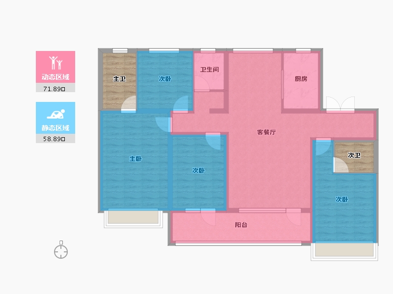 山东省-泰安市-龙城国尊府-126.40-户型库-动静分区