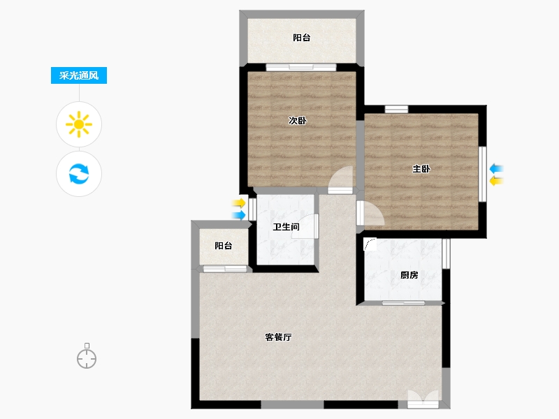 陕西省-西安市-兴庆御苑-75.71-户型库-采光通风