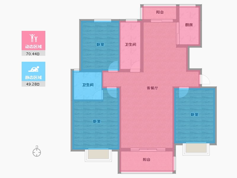 山东省-临沂市-鲁邦华府-107.55-户型库-动静分区