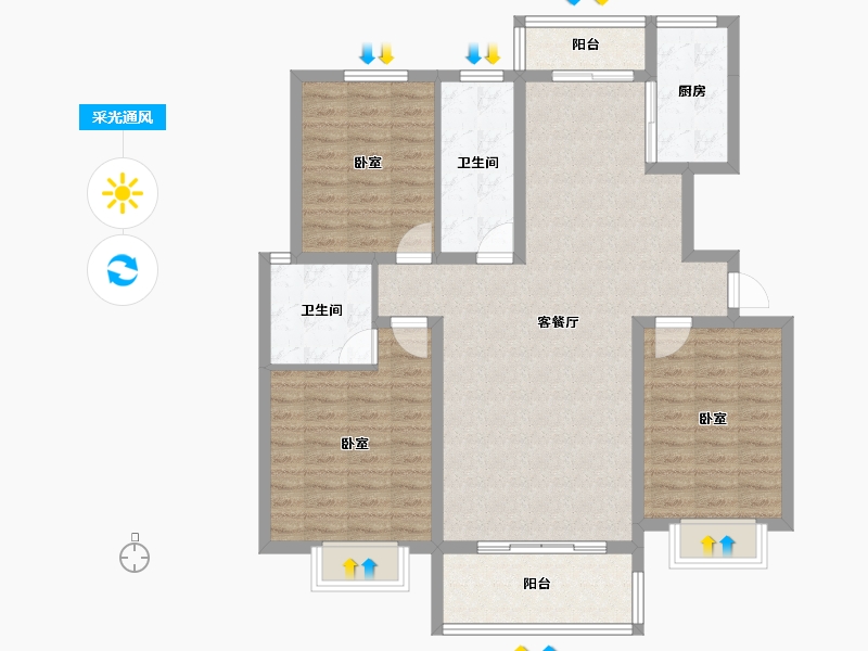 山东省-临沂市-鲁邦华府-107.55-户型库-采光通风