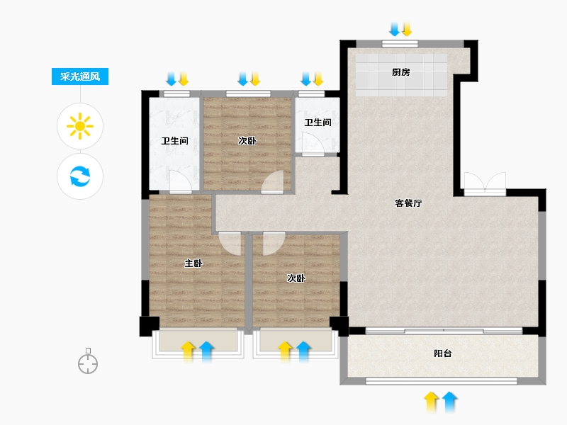 陕西省-渭南市-合创·珑府-115.20-户型库-采光通风